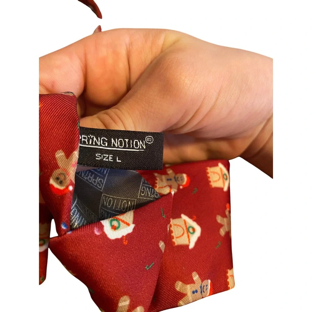 Spring Notion Boys Red Gingerbread Man Christmas Zipper Tie‎ Holiday Size L